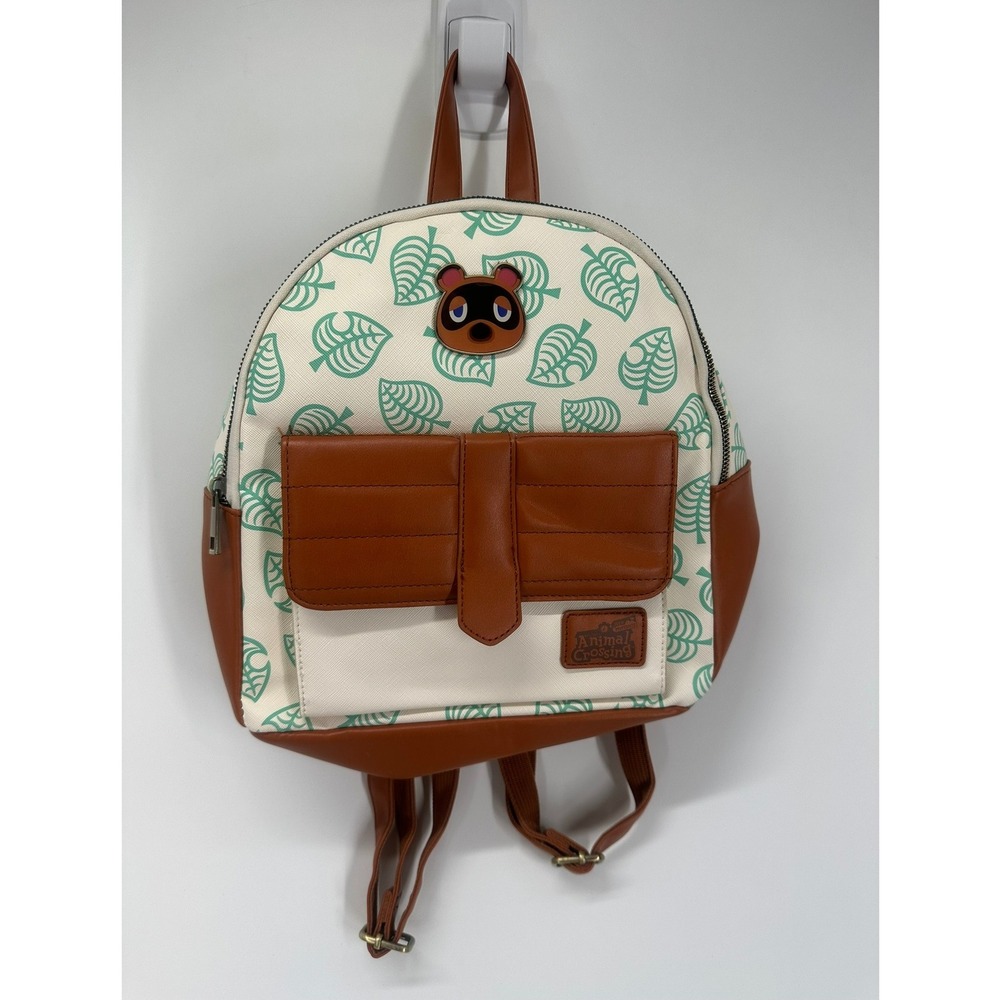 Bioworld Animal Crossing New Horizons Mini‎ Backpack Tom Nook Leaf Pattern Blue